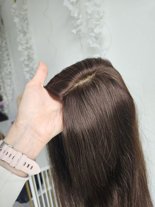 Topper z włosów naturalnych Natalia brąz zagęszczenie tupet