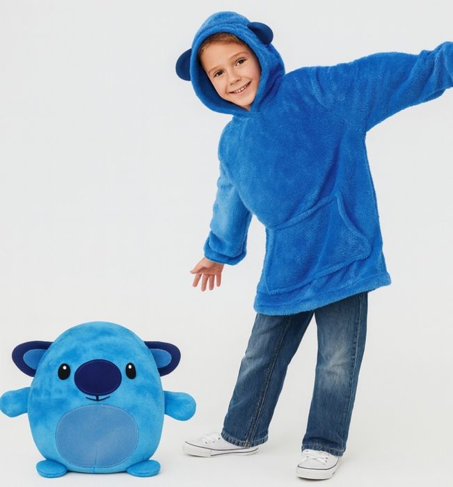 Дитячий плед-толстовка Huggle Hoodie «Морський бриз» (синій)