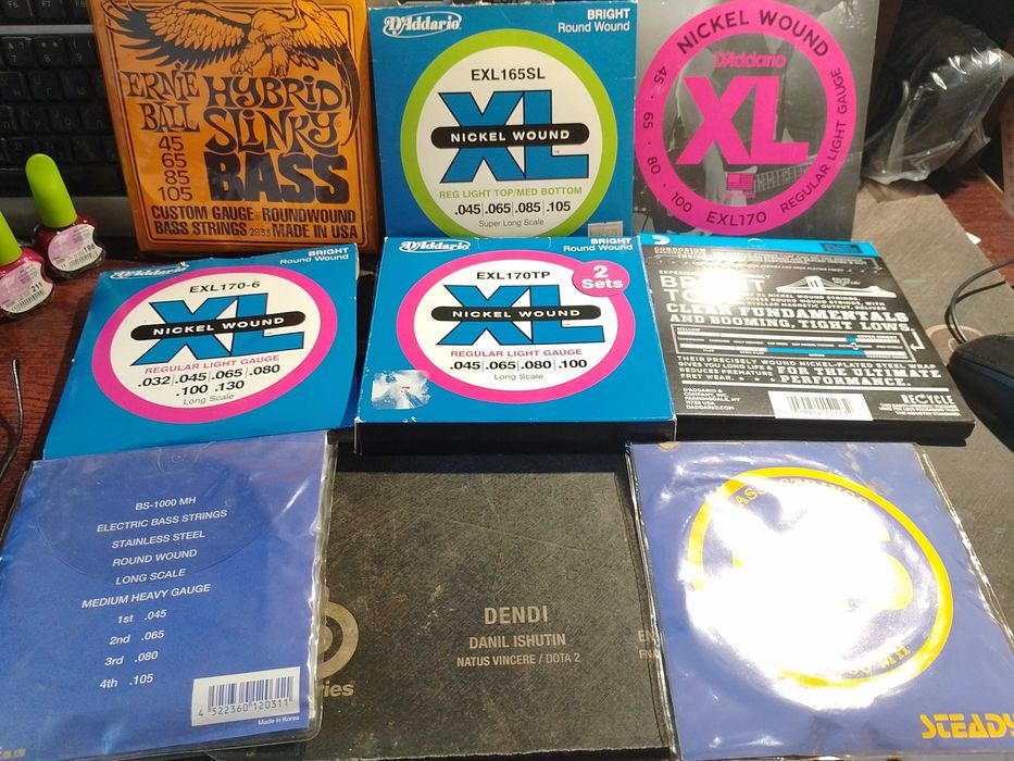 Струни для електричної бас-гітари Ernie Ball  - D'Addario  4-6 струн usa