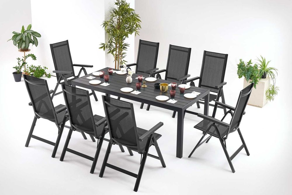 Zestaw mebli TARAS 8+1 DREWKO POLYWOOD 200 cm + 8 Krzesła ogrodowe