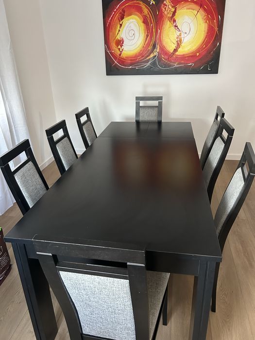 Conjunto de mesa de jantar extensivel e cadeiras