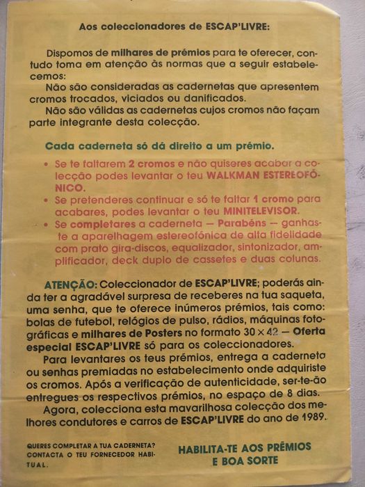 Caderneta de cromos # Fórmula 1 - ESCAP'LIVRE