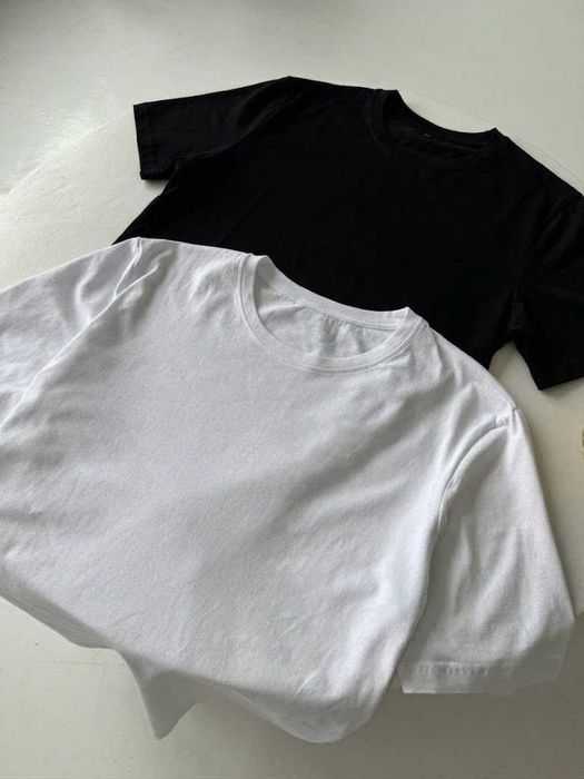Чорні та Білі Футболки Однотонні | Чистий Хлопок 100% | Нoві (XS–XXL)