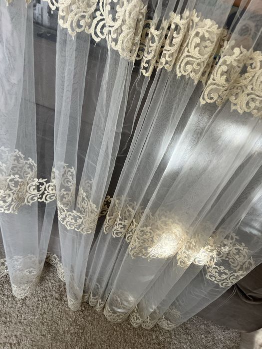 Тюль золото вишивка люрекс вибита