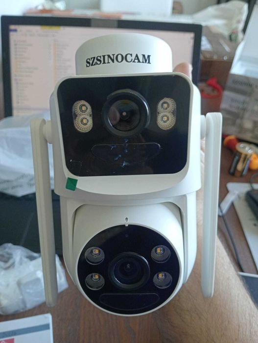 Câmara Vigilância Solar WiFi SZSINOCAM QW8 – Lente Dupla & 4K