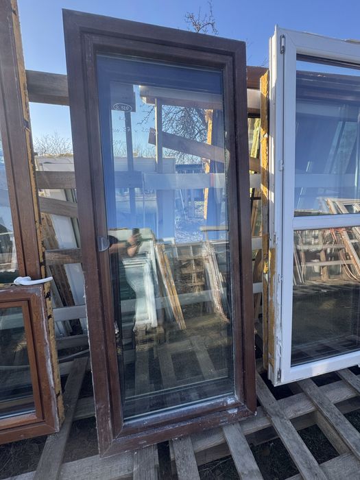 1x okno tarasowe 87x208 orzech biale pelna szyba rozwierno uchylne ru