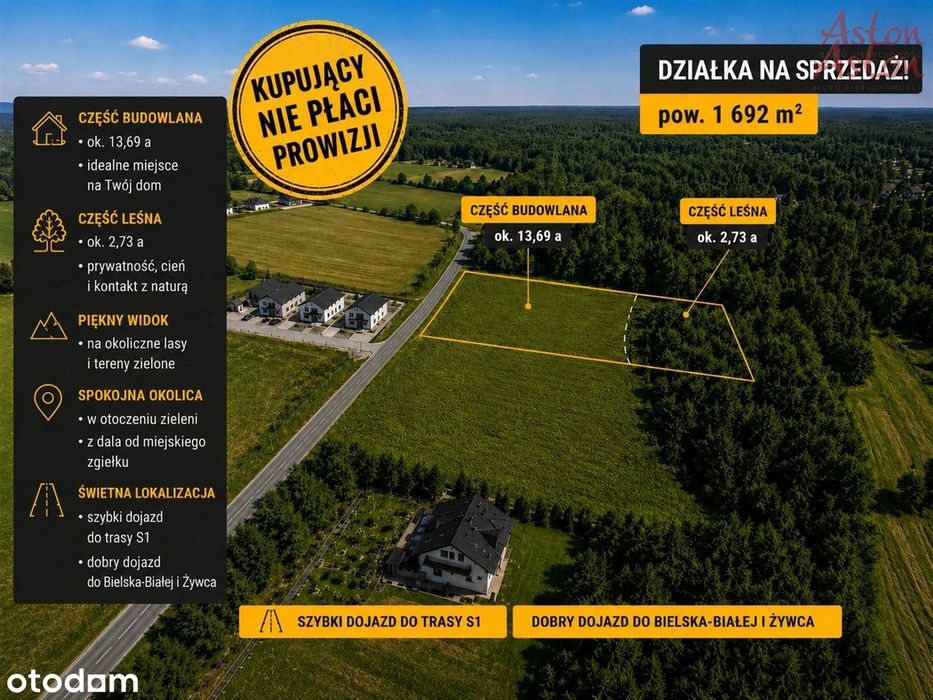 Krzyżówki, działka z lasem z widokiem na góry