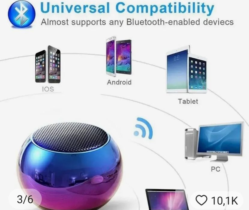 Głośnik kulka poręczny bezprzewodowy bluetooth