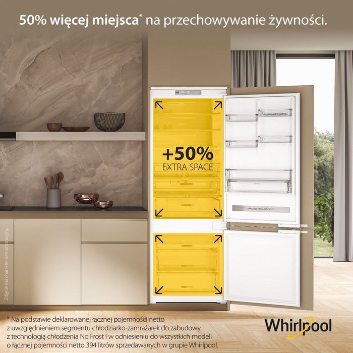 Lodówka WHIRLPOOL pod zabudowę szeroka 69cm
