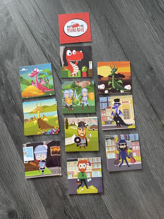 Gra edukacyjna memo układanka dla dzieci zestaw kart smoki i rycerze karty