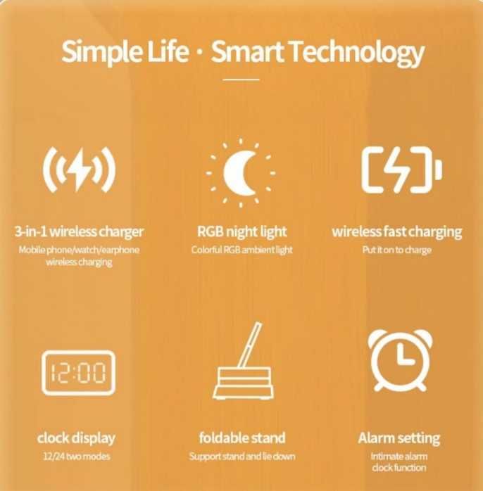 Бездротова зарядна док-станція 4 в 1. Швидка зарядка 30 Вт Apple Watch