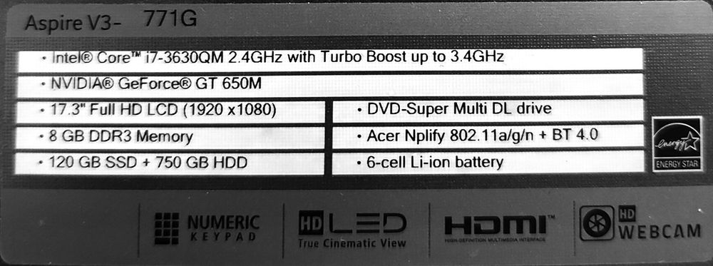 Laptop Acer Aspire V3 - 771G