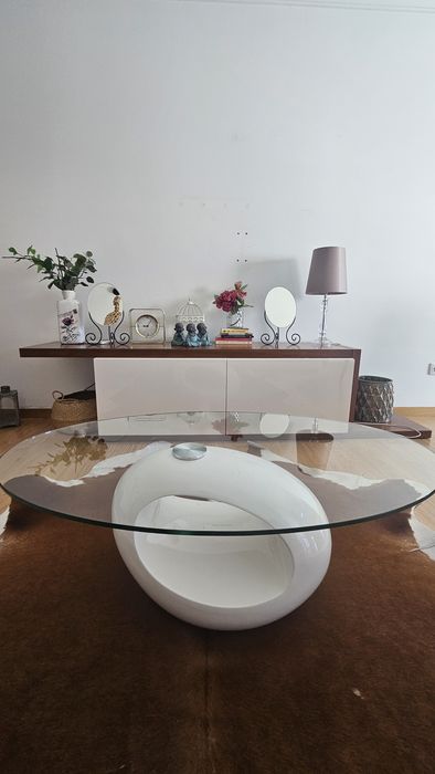 Conjunto móvel TV + mesa de centro em vidro
