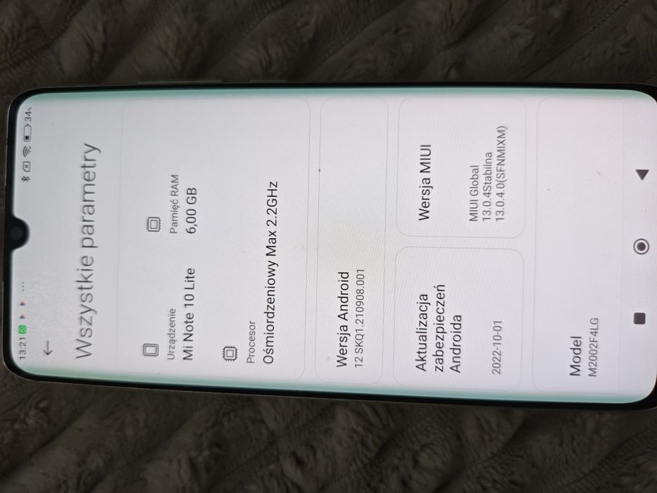 Sprzedam smartfon Xiaomi mi note 10 lite