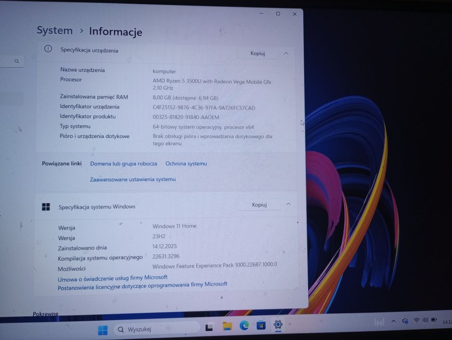 Huawei matebook 8gb ryzen 5 SSD 256