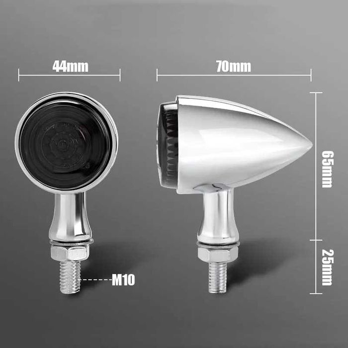 Par de Piscas Bala LED Alumínio Lente Escurecida