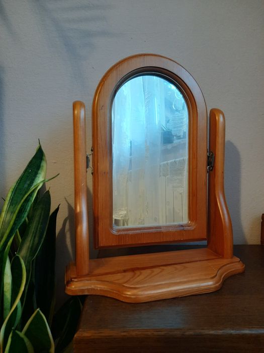 Ruchome lustro lusterko vintage drewniane