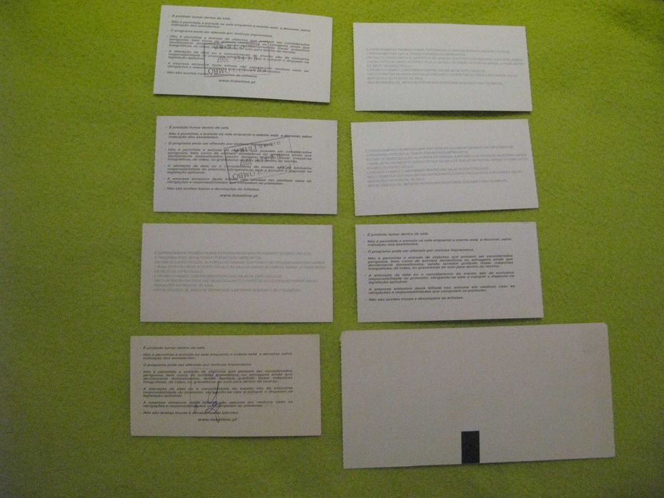 Bilhetes antigos de concertos para Colecionadores