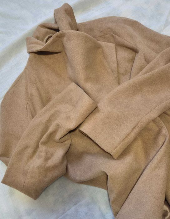 Ładny wełniany płaszcz Mango M, szlafrok, beżowy, wełna, duży kołnierz