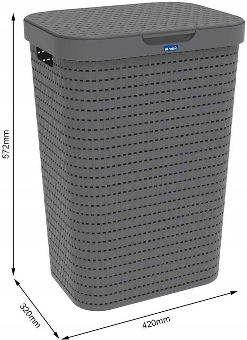 Kosz na bieliznę Rotho COUNTRY 55l antracyt