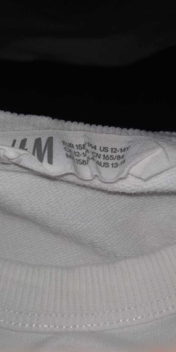 Biały sweter bez kaptura H&M roz. 158/164 stan bardzo dobrym