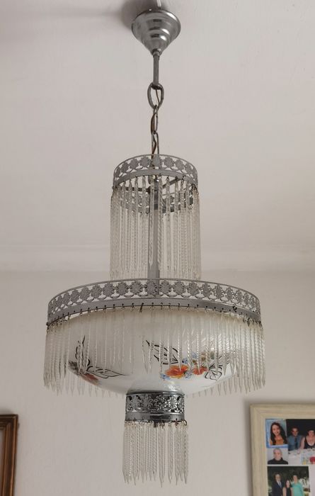 Candeeeiro de tecto em vidro antigo