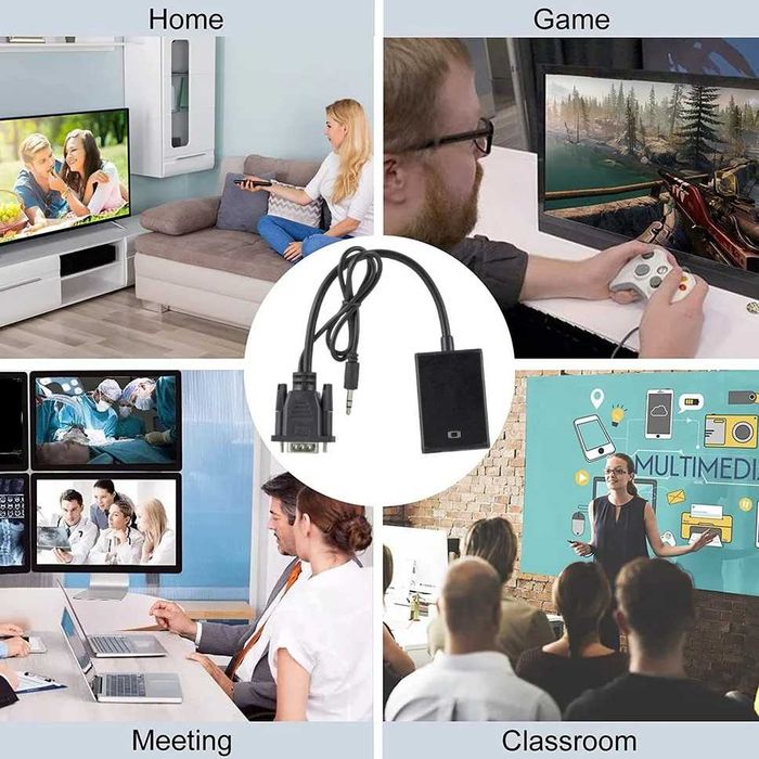 Переходник с VGA на HDMI + Audio для старого компьютера или ноутбука на новый монитор, телевизору или проектору