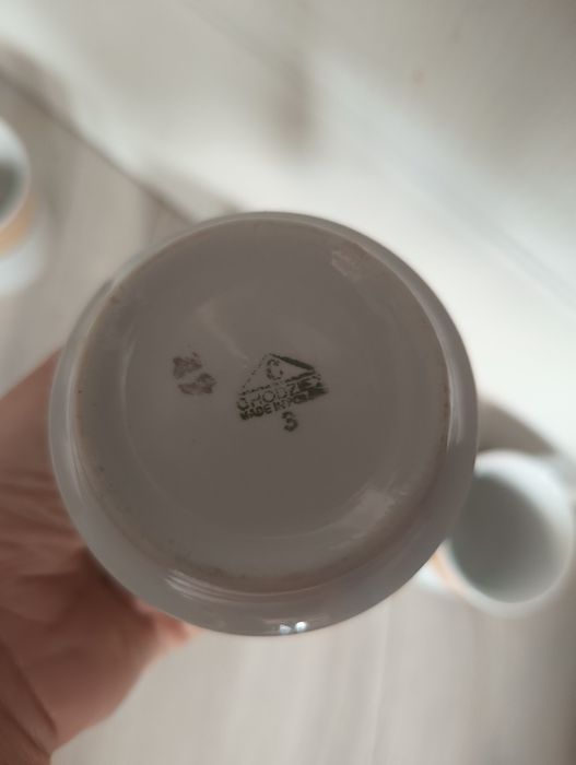 Zestaw 5 kubków porcelanowych chodzież PRL zabytek kolekcjoner