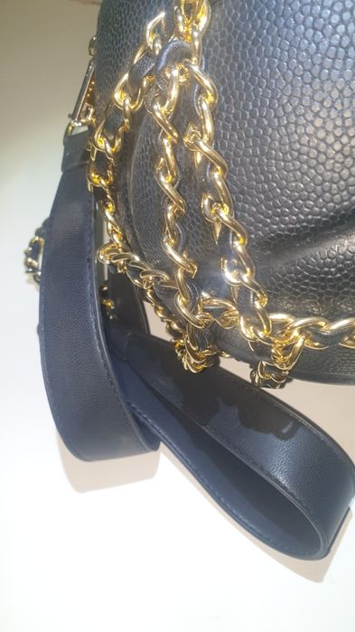 Torba torebka piłka dla kobiety damska na ramię zloto czarna