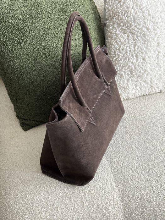 Сумка шопер натуральна замша шоколад Італія Vera Pelle