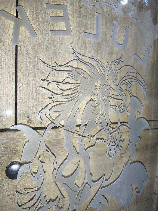 Duży Szyld Szkło szyba Grawer Stajnia