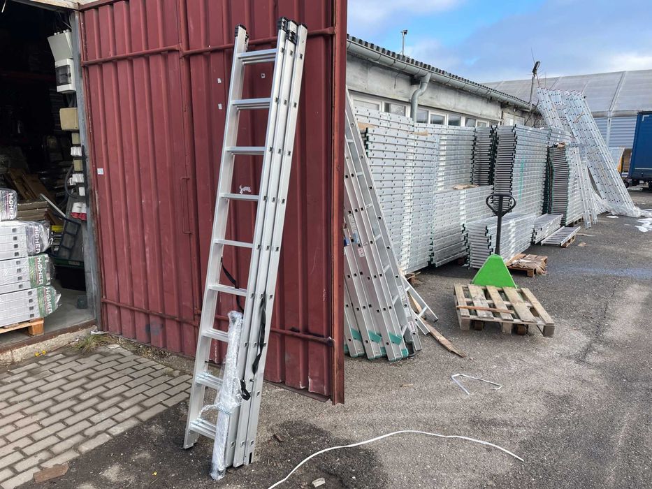 Drabina aluminiowa 3x9 wielofunkcyjna uniwersalna na schody HIGHER 7,10 m 150 kg II Gatunek OUTLET