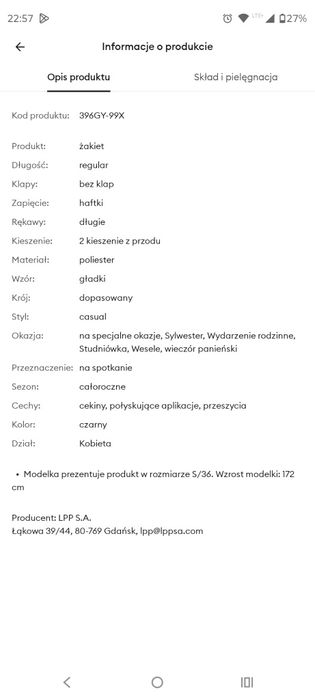 Nowy efektowny żakiet marynarka Sylwestrowa  z  cekinami M