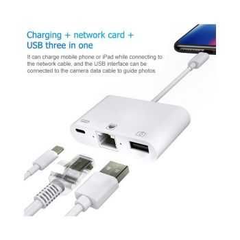Ethernet Adapter Dla Lightning iPhone/iPad/iPod 3 w 1 Adapter USB OTG