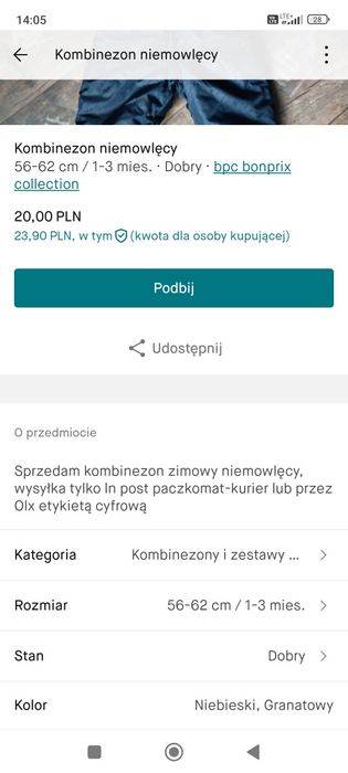 Kombinezon niemowlęcy