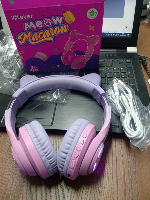 iClever Meow Macaron - Auscultadores Infantis Bluetooth 5.2 (Novos)
