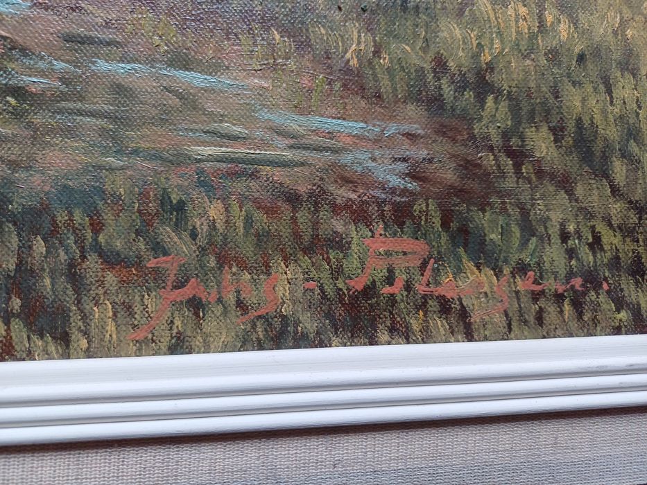 Stary obraz na płótnie sygnowany sarny