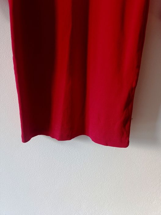 Damska czerwona seksowna sukienka, czerwona, dekolt V, Small Size, S,M