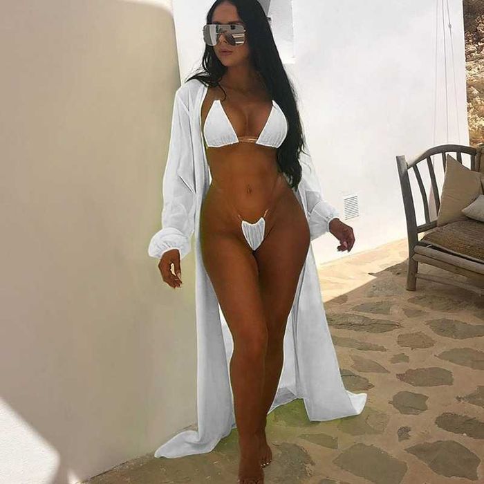 Bikini Stringi Damski Strój Kąpielowy Przezroczyste Paski Kostium XS/S