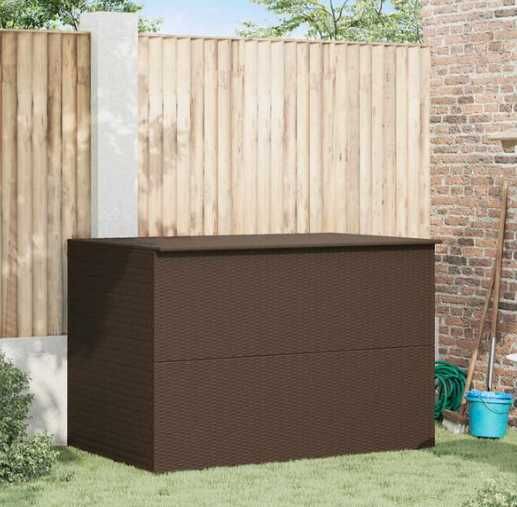 Caixa de arrumação para jardim em vime PE castanho, dimensões 150x100x100 cm VidaXL