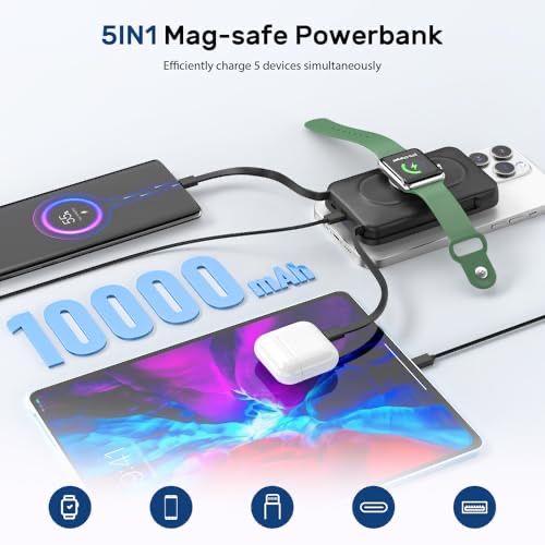 Powerbank type C + bezprzewowody Genmifly 10000mAh