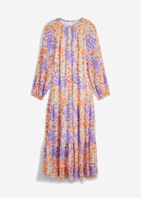 B.P.C długa sukienka w kwiaty z wiązaniem szyfon 46.