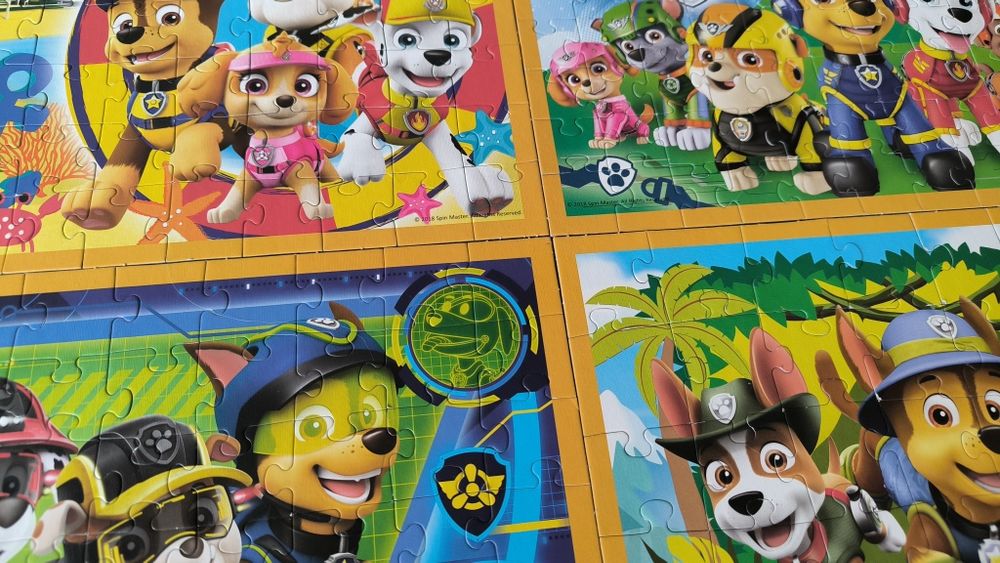 Zestaw Psi Patrol, puzzle, książka, skoczki, gra Psi Patrol, 3+, 4+