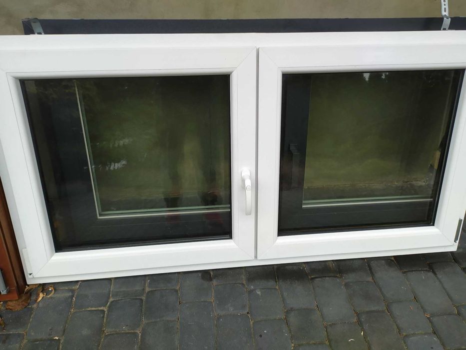 nowe okno drutex 160x80 trzyszybowe ,dwuskrzydłowe , antracyt , orzech