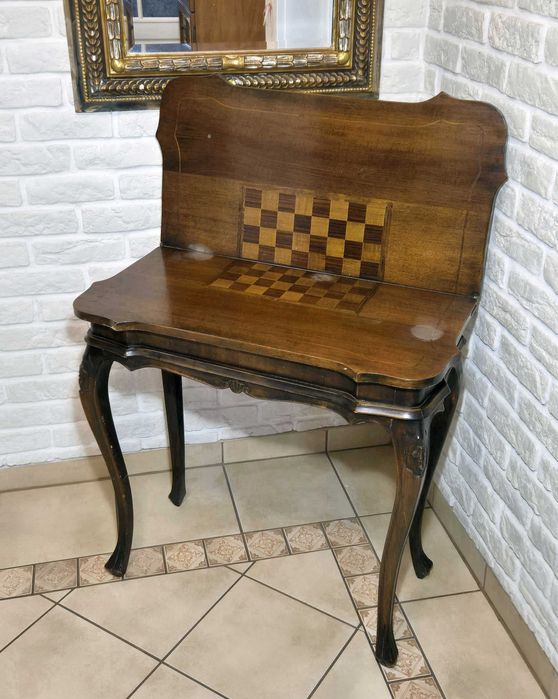 Stara konsola karciak stolik stół rozkładany szachowy szachy