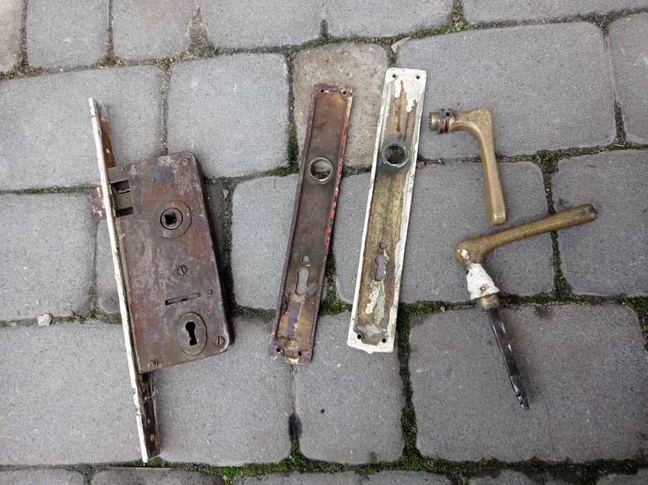 Врізний замок без ключа, латунні  ручки