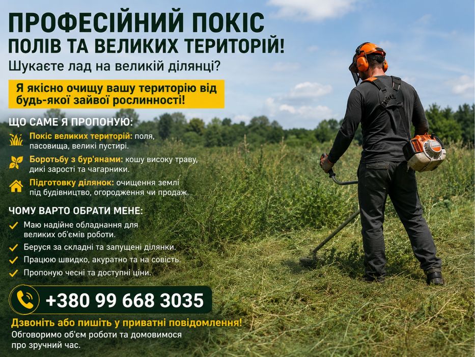 Косіння трави !! Обробка саду і прибирання бруківки