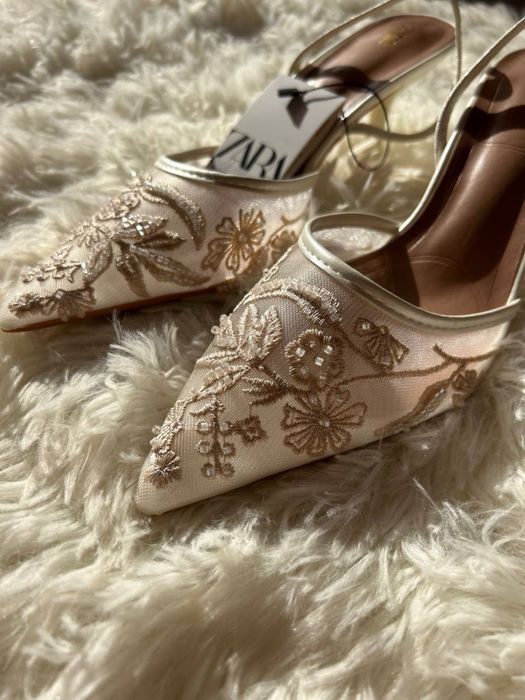 Туфлі лодочки жіночі з вишивкою zara:37,38,39,40