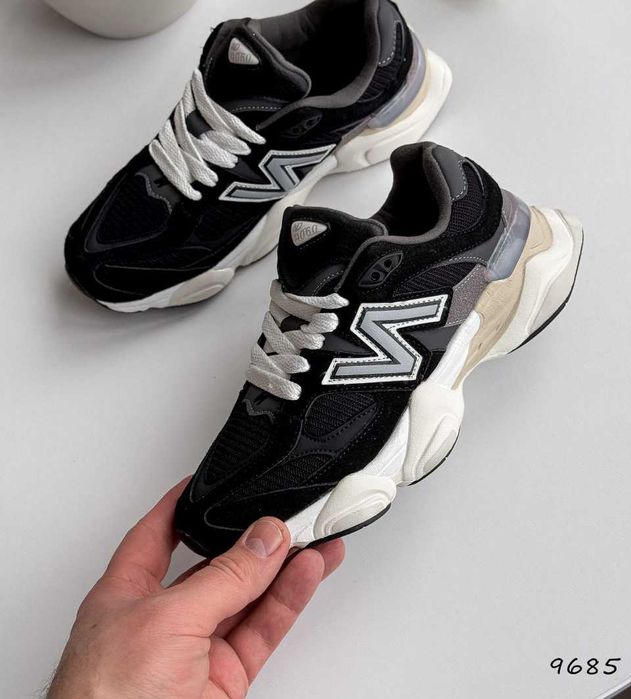 Жіночі кросівки зашеві на весну (36-41) Нью Беланс 9060 чорні-білі