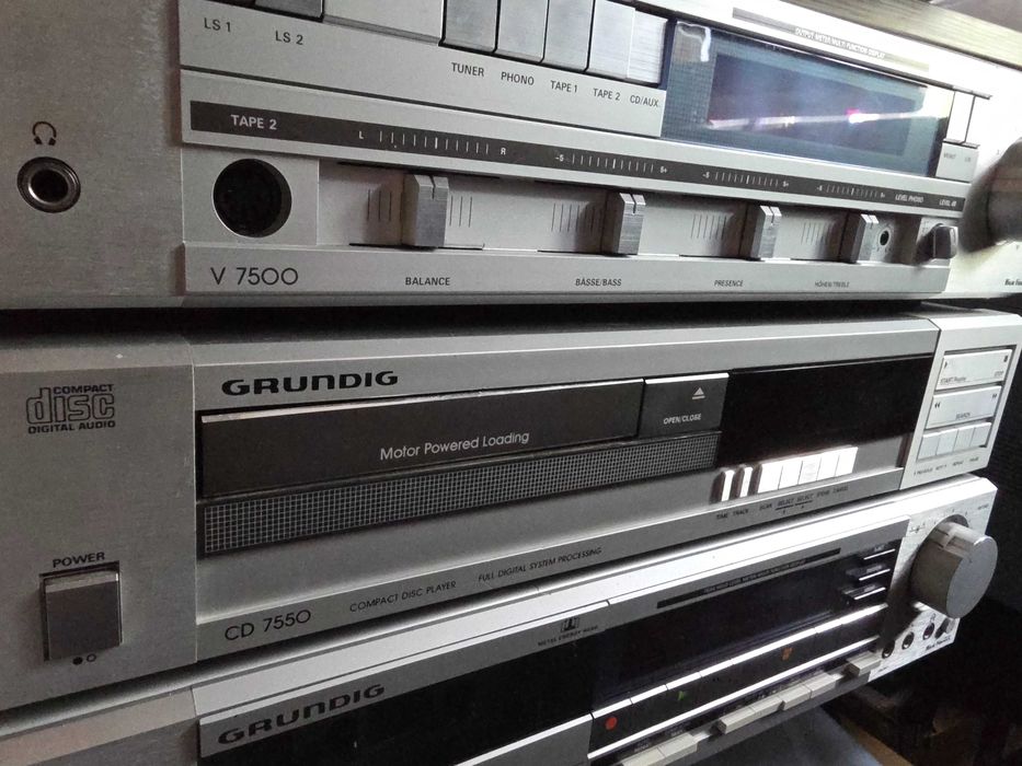 Wieża grundig gramofon amplituner zestaw Ps2500 T7500 V7500 CD7550 CF7500 phonic p8